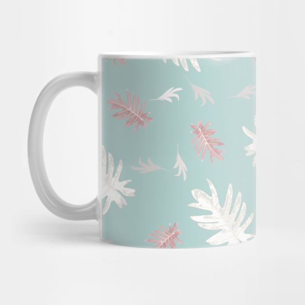 Palms Pattern aquamarine, blue, green, leaves, tropical , fall TeePublic by PrintedDreams